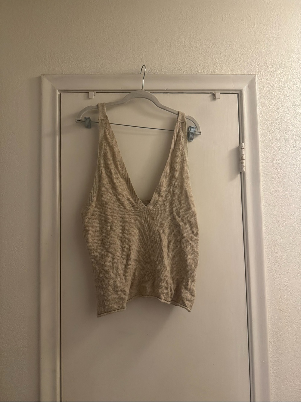 NWOT Free People Sleeveless V-Neck Knit Tank Top - Cream